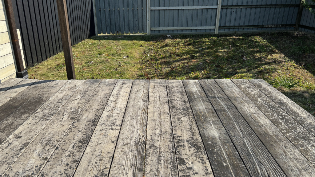 Deck sand and oil before