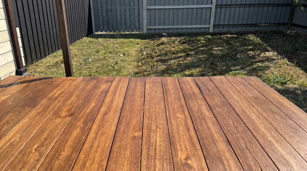 Deck sand and oil after