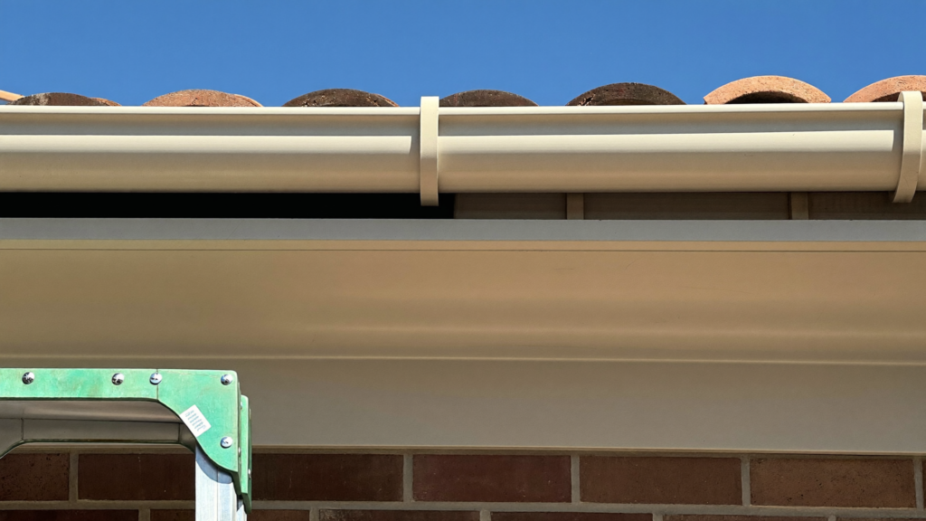 Clean empty Colorbond gutter on a Perth home after gutter cleaning