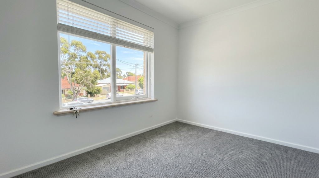 Empty freshly painted bedroom in a Perth rental home ready for new tenants